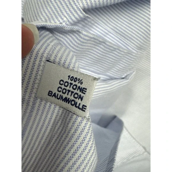 MAX Massimo Pasmato Blue Stripe Dress Shirt 100% Cotton Italy L - Picture 6 of 12